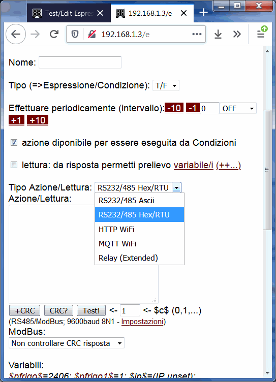 MQTT ModBus Web HTTP